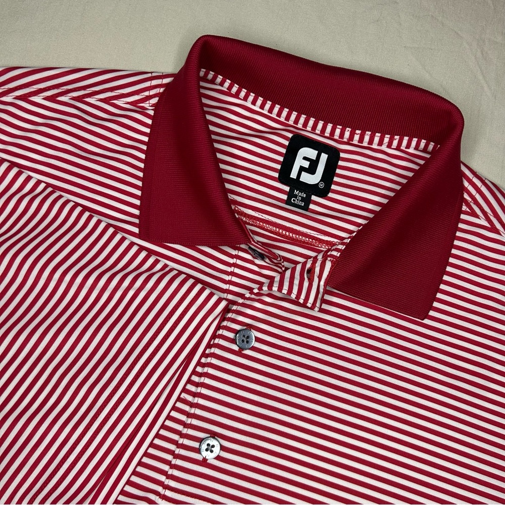 FootJoy Men's Polo Shirt with Red and White Stripes
